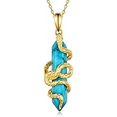 Biduanro Genuine Turquoise Necklace for Women 925 Animals Snake Pendant Nature Gemstone Jewelry Real Turquoise Jewelry Gifts for Women