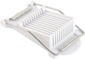Boiled Egg Slicer Cutter Stainless-Steel - Luncheon Meat Cheese Soft Food Fruit Slicer with10 Cutting Wire (white)