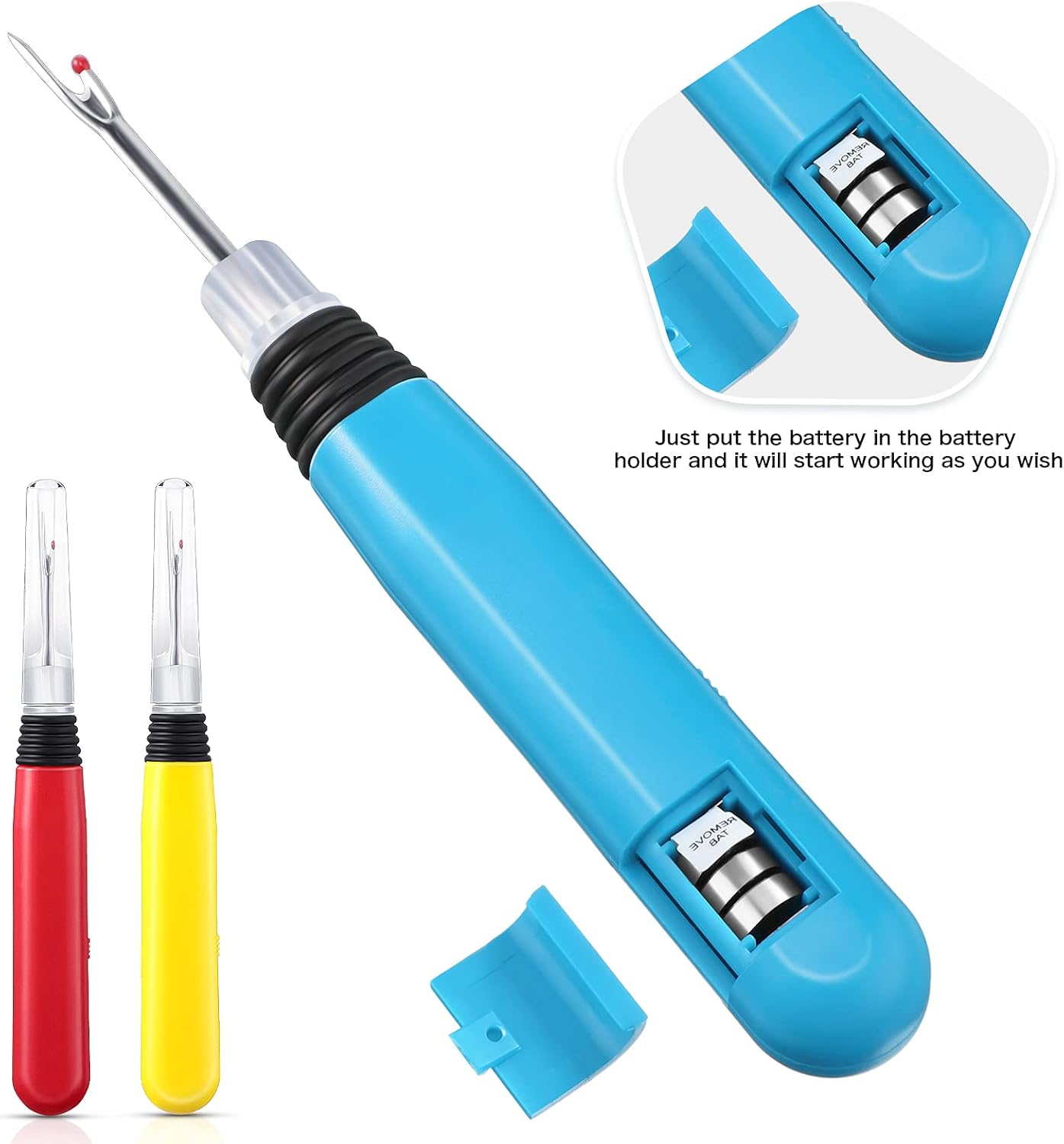 3 Pieces Seam Ripper Tools with Light, Handy Stitch Removal Tool Sewing Thread Remover Cutter Stitch Opener LED Light Seam Ripper Sewing Tools for Sewing Crafting Removing Threads, 3 Colors