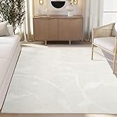 Abani Zen 6' x 9' Cream Rug – Neutral Brush Stroke Sandbrush Design, Large Soft Area Rug for Living Room & Bedroom, Durable &