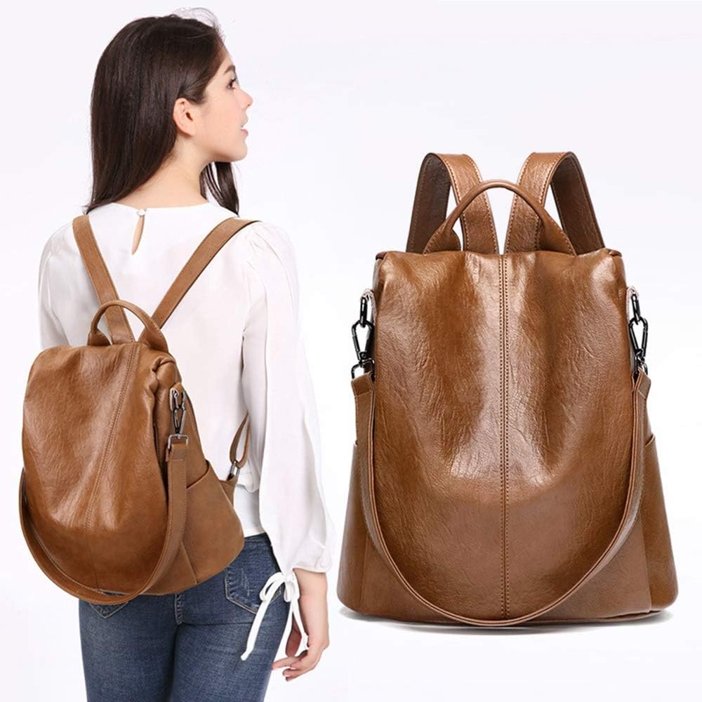 Xinqinghao Backpack - Women's Burglar-proof Backpack With Detachable Shoulder Strap, Soft With Patterned PU Material, Casual Travel Bag, Brown, 20 * 20 * 20CM Boutique