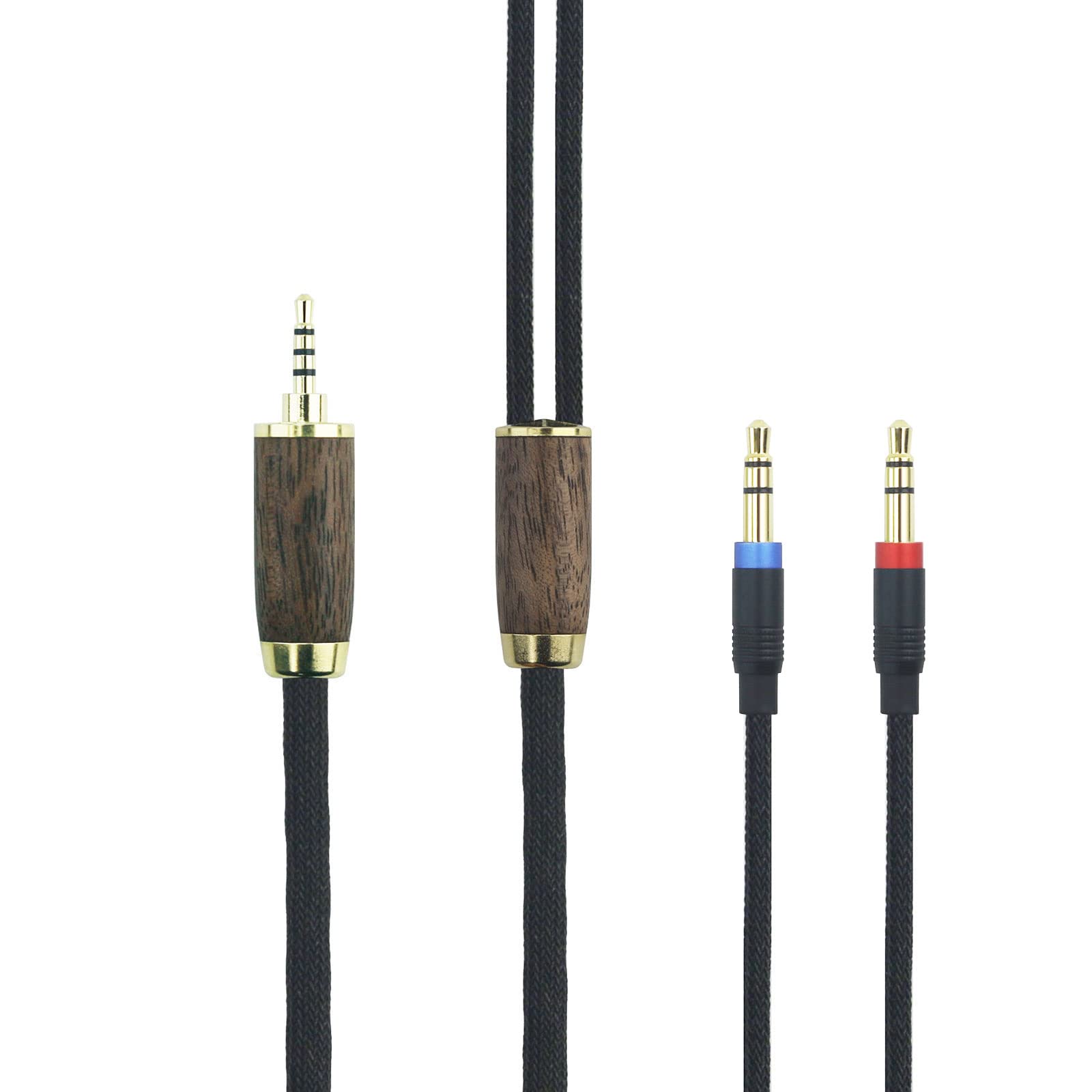 ABLET 2.5mm Trrs Balanced Cable Compatible with Hifiman Sundara, Ananda, Arya, HE400SE, HE4XX, Edition XS Headphone (2 x 3.5mm Version) 7N OCC Copper Silver Plated Cord Walnut Wood Shell