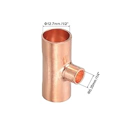 uxcell 15Pcs 1/2" x 1/4" x 1/2" Copper Reducing Tee