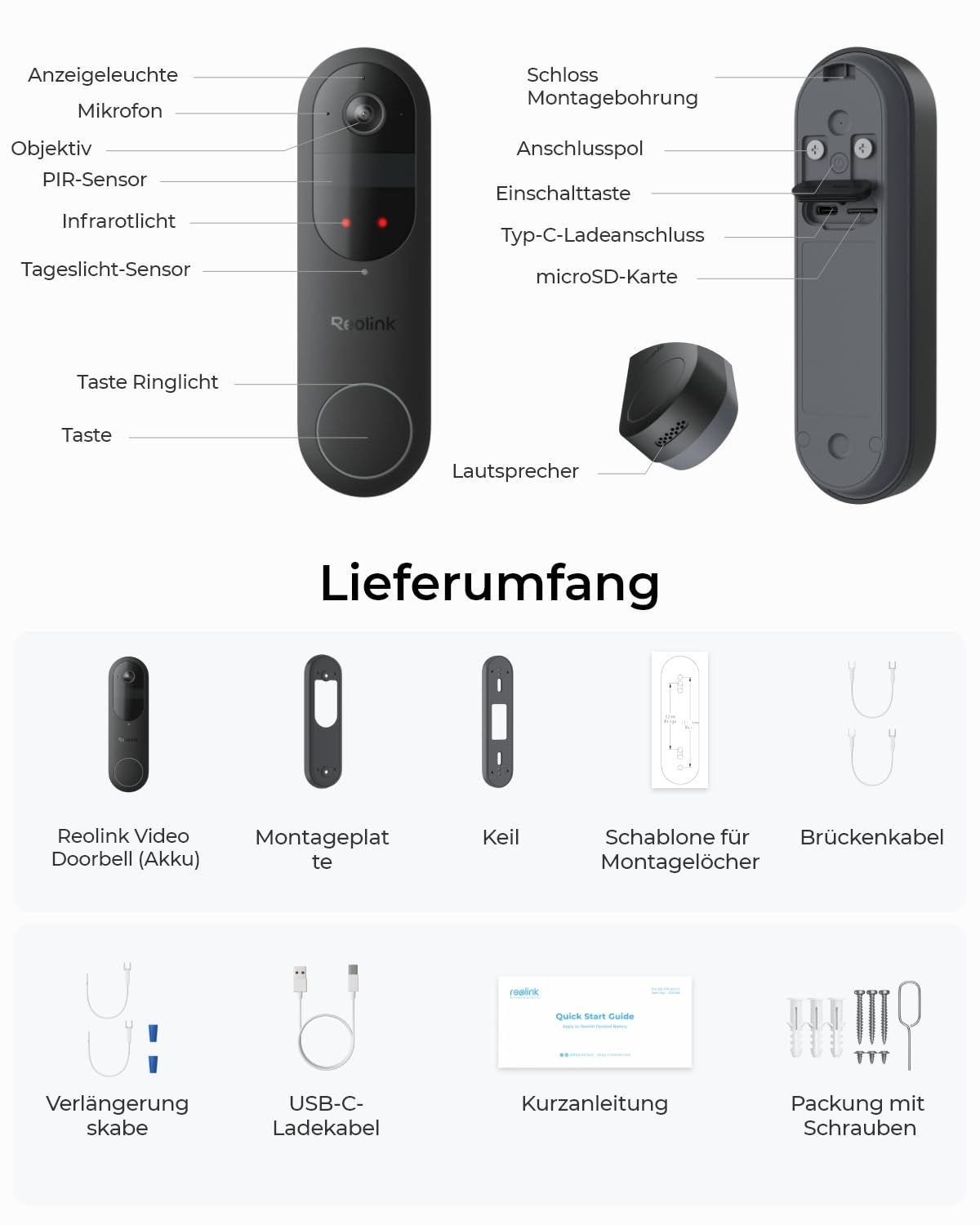 Reolink Video Doorbell, 2K Akku Türklingel mit Cam, 1:1 Kopf-bis-Fuß-Sicht 9