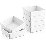 DOWAN Ramekins 6 oz Oven Safe - Square Ramekins for Creme Brulee, Porcelain Souffle Ramekins for Baking, Dessert Bowls Appeti