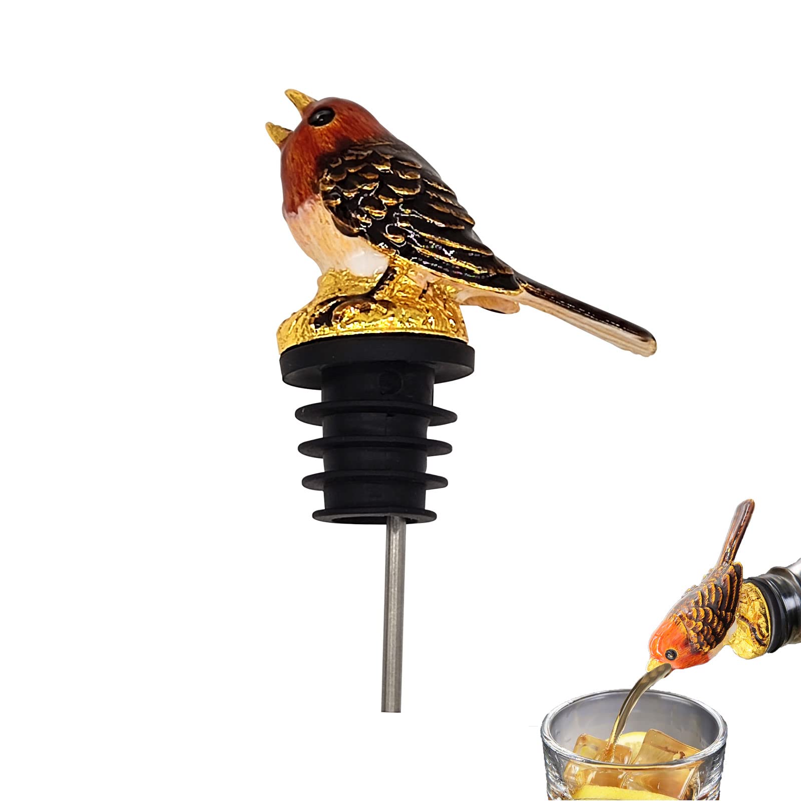 Wine Aerator Pourer, Enamel Glaze Colorful Bird