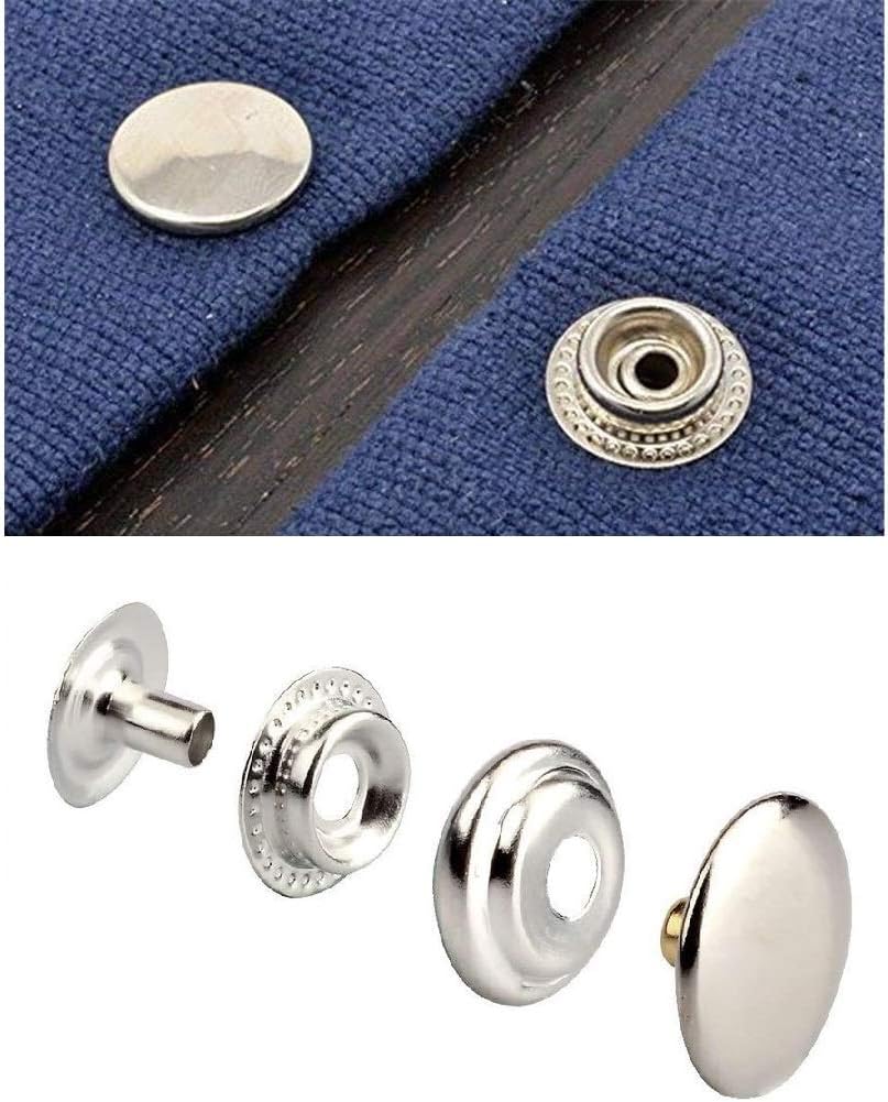 Laviesto Snap Fastener Kit, 200pcs Stainless Steel Snap Button Press Stud Cap with 3 Setting Tools for Bag Leather Craft Sewing(15mm)