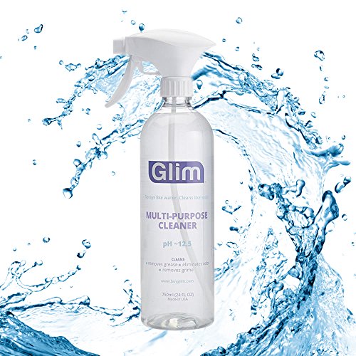 Glim Multi-Purpose Organic Cleaner | pH 12.5 Non-Toxic Cleaning Solution | Removes Odor, Grease, Grime, Even Mold | for Kitchen, Home, and Office Furniture | Made in USA | 24 Oz (750 ML) Spray Bottle