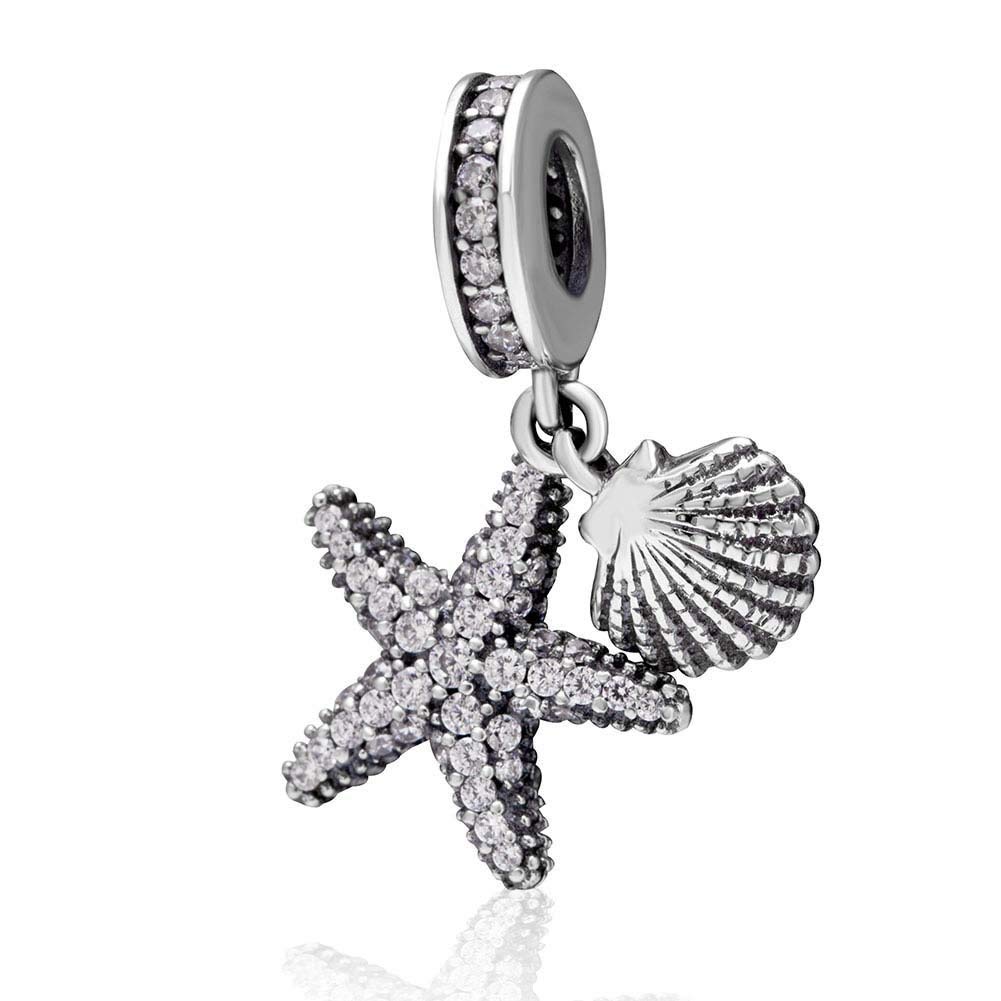 925 Sterling Silver Starfish Charm Shell Charm Ocean Sea Charm Animal Charm Star Charm Anniversary Charm for Pandora Charms Bracelet