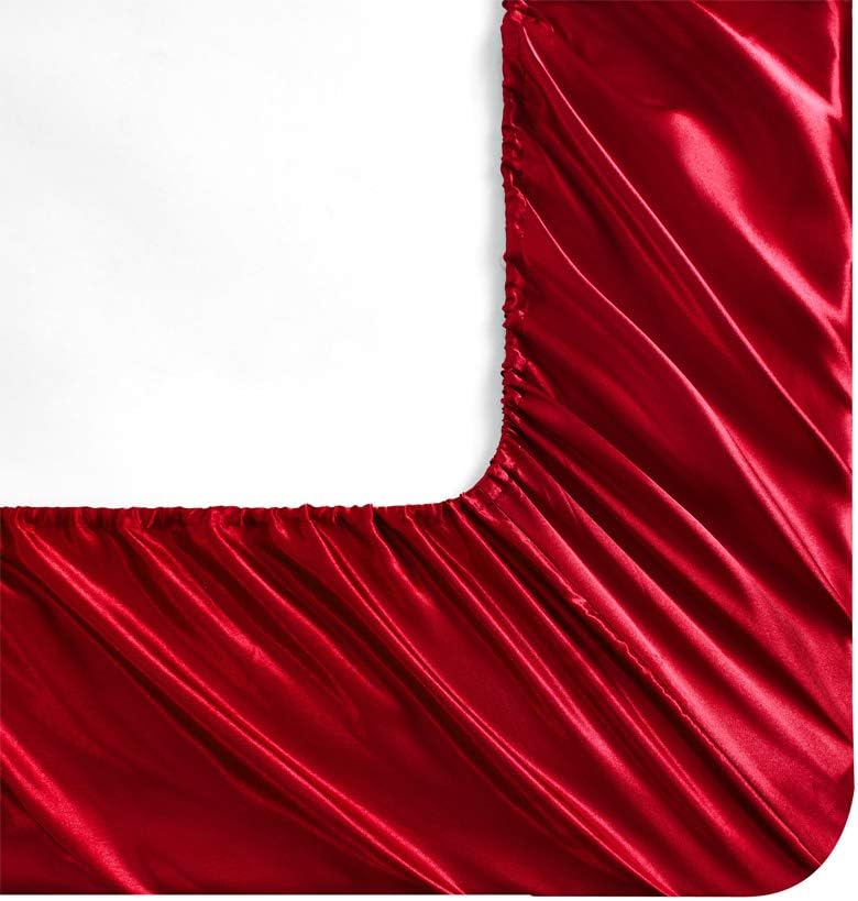 AiMay 6 Piece Satin Bedding Sheet Pillowcase Sets Deep Pocket Luxury Rich Silk Silky Super Soft Solid Color Reversible Sexy Honeymoon Stain-Resistant Wrinkle Free (Queen, Burgundy: Kitchen & Dining