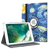 MoKo Case Fit iPad 9.7 5th/6th Generation - 360 Degree Rotating Cover Case with Auto Wake/Sleep Compatible with Apple iPad 9.7 Inch 2018/2017, Starry Night