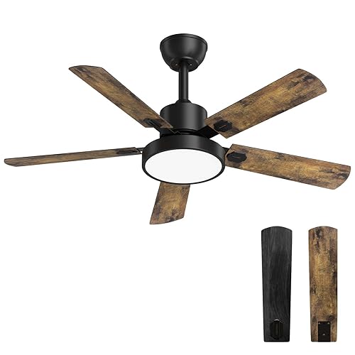 ghicc Ceiling Fans with Lights and Remote, 60 inch Black Outdoor 並行輸入品 Flush Mount Ceiling Fan With Light Garwarm 19.6\u0027\u0027 Caged Ceiling
