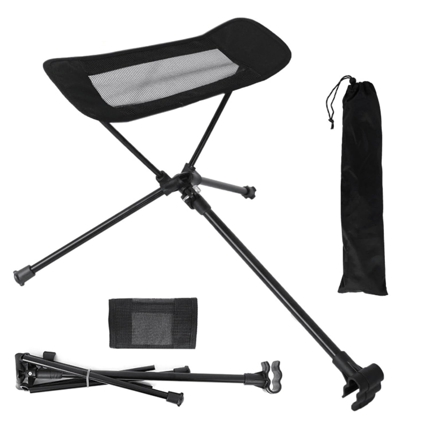 YWHWXB Portable Folding Chair Ottoman Outdoor Recliner Lazy Retractable Footrest Leg Rest Camping Moon Chair Kit for Hiking Fishing Picnic (Black)