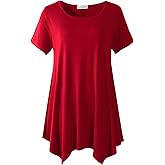 LARACE Short Sleeve Shirts for Womens Plus Size Tops Casual Summer Clothes Asymmetrical Tunic Blouses