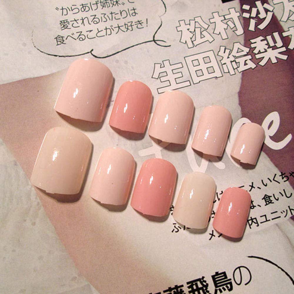 Amazon Com Square Head Full Coverage Nail Art Tips And Girl Sweet Solid Color Short Size Fake Nails Women Solid Color Fashion Fake Nails Beauty