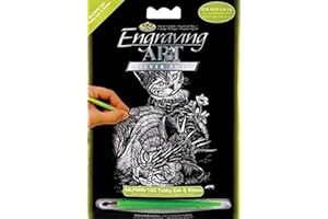 ROYAL & LANGNICKEL Royal Brush SILMIN-102 Tabby Cat and Kitten Mini Silver Foil Engraving Art Kit, 5 x 7