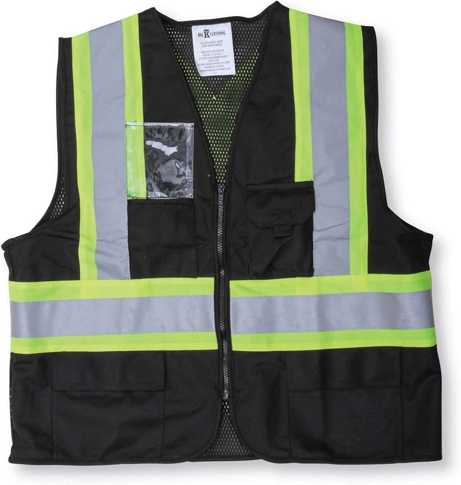 Black 100 Polyester Mesh and Zipper Safety Vest Amazon.ca Clothing