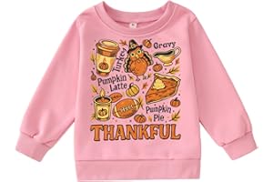 KEKEMI Toddler Boys Girls Thanksgiving Sweatshirt Thankful Graphic Shirt Funny Turkey Print Pullover Tops Holiday Outfits