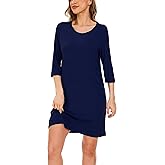 GYS Women's Bamboo Viscose Nightgowns Crewneck 3/4 Sleeve Sleepwear Comfy Night Shirt Sleep Dress