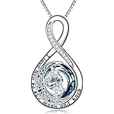 TOUPOP Birthstone Necklace for Women 925 Sterling Silver Moon and Star Pendant Necklaces I Love You to the Moon and Back Jewelry Anniversary Birthday Gifts for Her Wife Girlfriend Mom