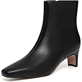 Athlefit Women's Ankle Boots Comfortable Low Heel Pointed Square Toe Dress Short Boots with Side Zipper