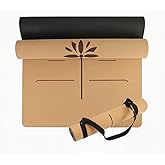 Premium Cork Yoga Mat | Extra-Large 5mm Thick Mat with Natural Tree Rubber Base | Non-Slip Surface with Alignment Lines for Posture Support | Eco-Friendly, Durable & Comfortable for All Yoga Practices