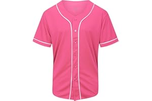 KUAIPAO Blank Baseball Jersey,Short Sleeve Plain Jersey Shirt,Sports Uniform for Men Women(White, Black, Red,Blue,S-3XL)