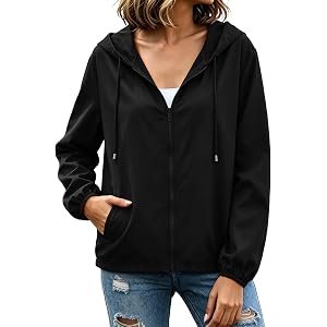 Rain Jackets for Women Lightweight Waterproof Zip Up Hoodies Hiking Outdoor Windbreaker Raincoats with Pockets