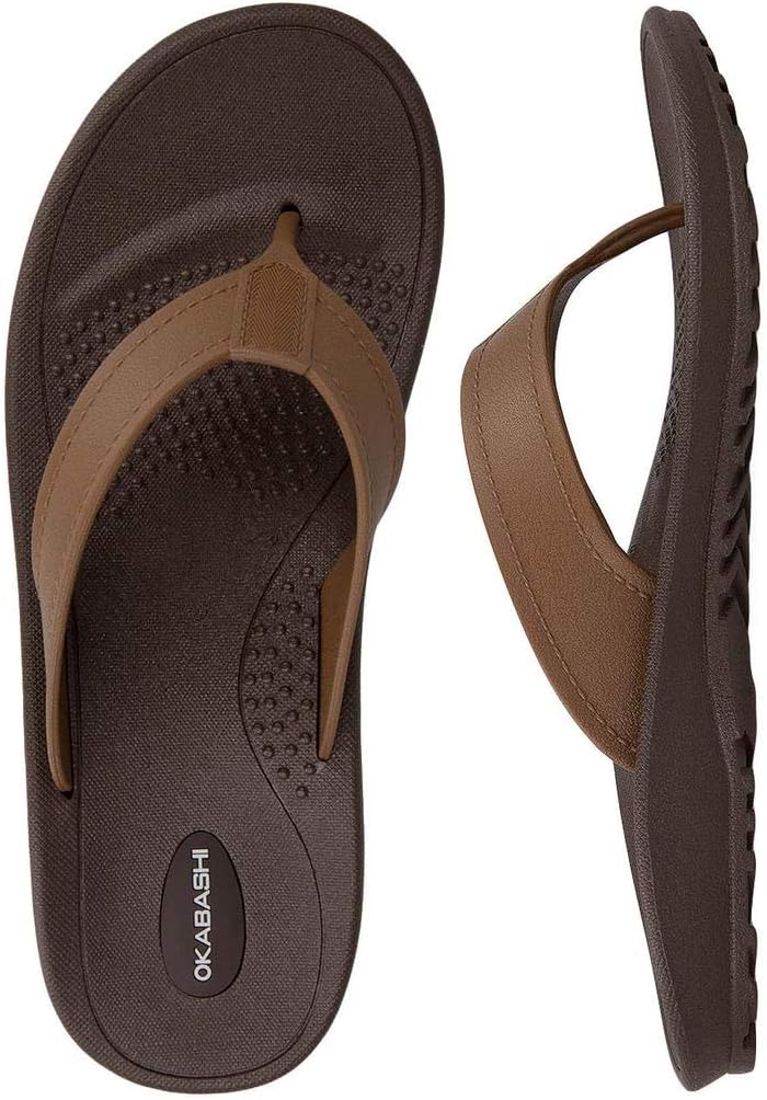 Okabashi Men's Mariner Flip Flop Sandals (Medium Large, Brown/Toffee