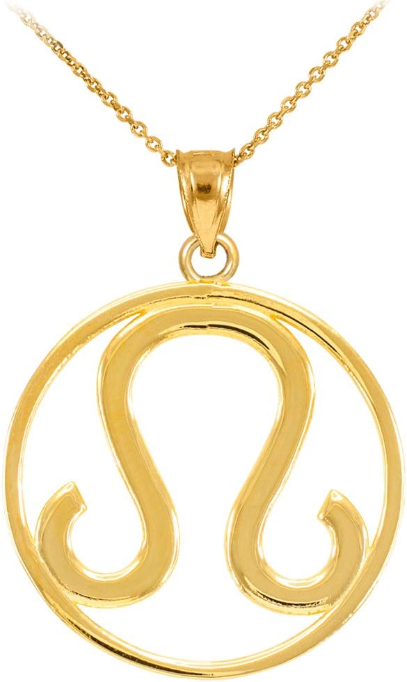 LABLINGZ 14k Yellow Gold Leo Zodiac Sign Pendant Necklace