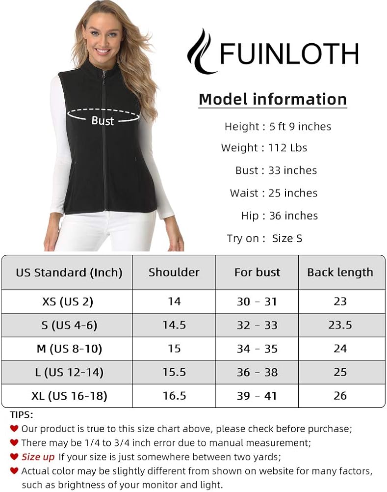 fuinloth Women's Fleece Vest, Polar Soft Sleeveless Classic Fit with Zip up Pockets at  Women's Coats Shop