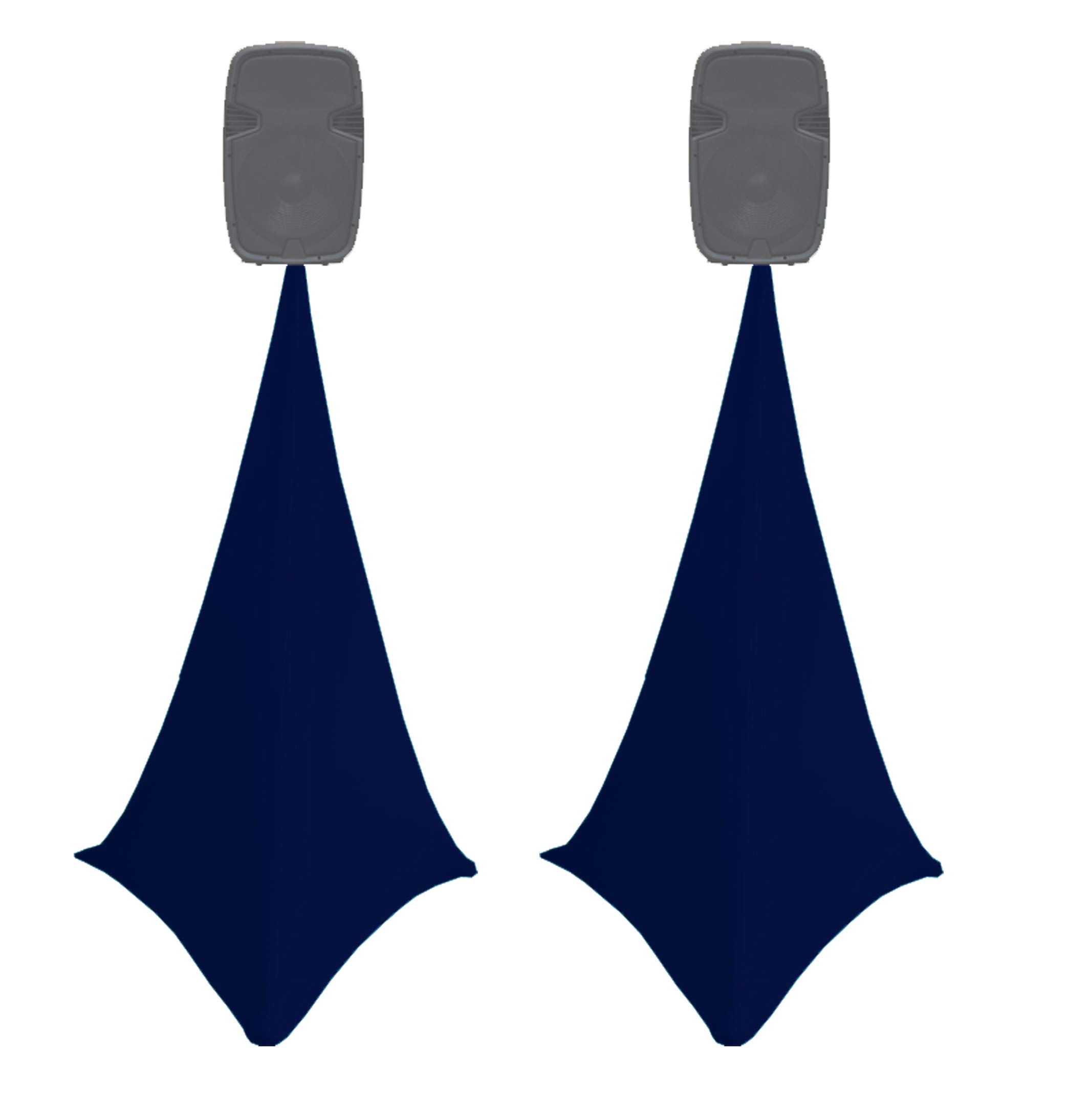 2x spandex stretch speaker stands scrims, DOUBLE SIDED tripod cover (navy blue)