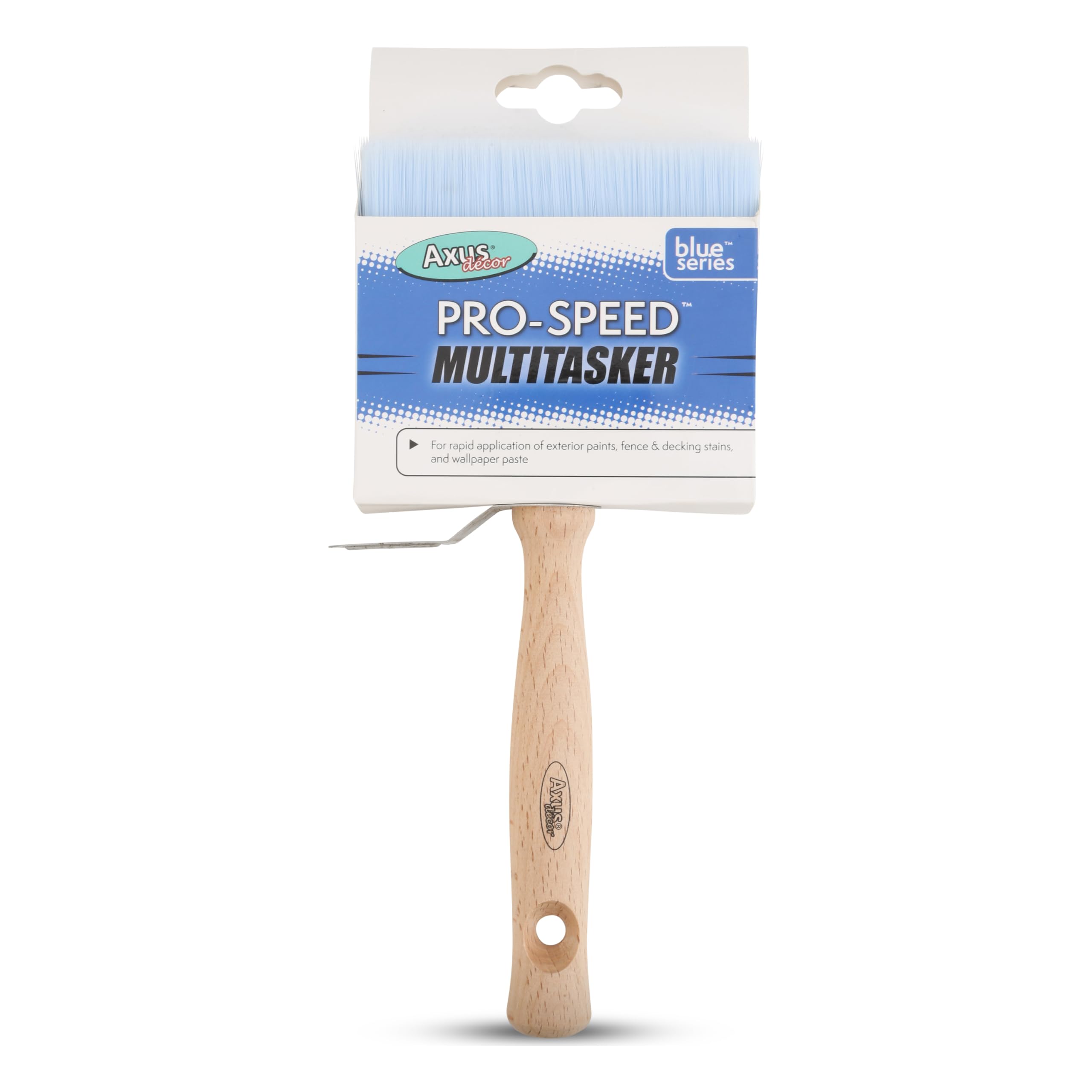 Axus Decor Pro-Speed Multi Tasker Paint Brush (Blue Color) - 30mm x 100mm - For Exterior Paints, Wallpaper Paste, And Stains, Smooth, Bamboo Handles, Rust-Resistant Stainless Steel