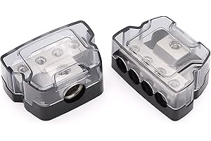 2PCS TuoLauthon Power Distribution Block 0/2/4 Gauge in 4/8/10 Gauge Out Nickel Plated 4 Ways Car Audio Splitter Amp Distribu