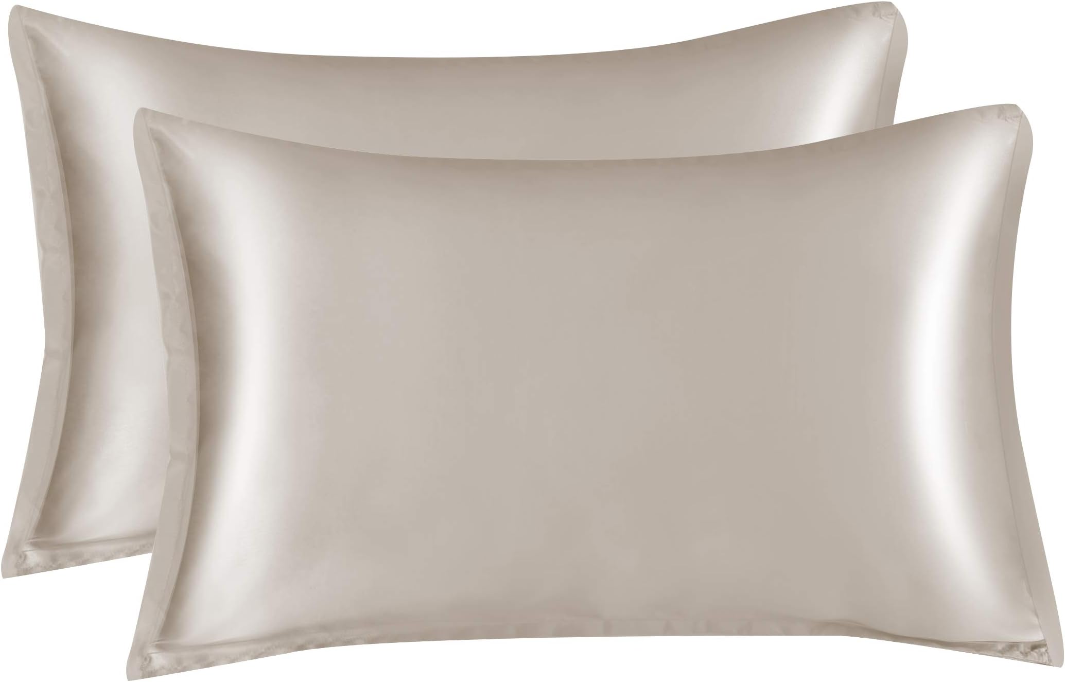 QZY Memory Satin Pillowcase for Hair and Skin,2 Pack - Standard/Queen Size (20x30 inche) Pillow Cases - Satin Pillow Covers with Envelope Closure,Grey