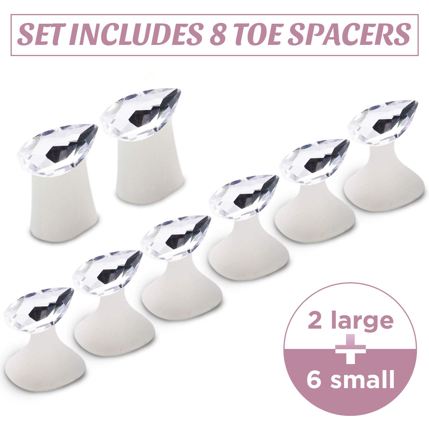 Toe Separators for Nail Polish Pedicure - 8 x Spacers, Stretchers, Spreaders, Polish Guards - Toe Spacers for Feet - (Diamond) : Beauty