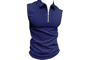 Maiyifu-GJ Men's 1/4 Zip Up Sleeveless Polo Shirts Summer Slim Plain Solid Color Vest Casual Regular Fit Workout Tank Tops