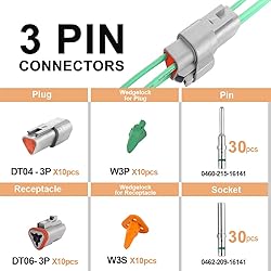 JRready ST6247 DT 3 Pin Connector 10 Sets, Gray