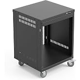 AxcessAbles 12U Network Rack with Wheels - 500lb Capacity, 18" Depth | 19-Inch Open Frame AV Rack Case with 3&rdquo; Caster Wheels | Screws, Spacer, Tool Included