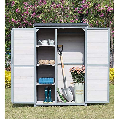 Bels Gartenschrank FüR Den AußEnbereich Holz Grau, DoppeltüR GeräTehaus Gartenschrank Montage AußEnlagerschrank 1000… – Bild 6