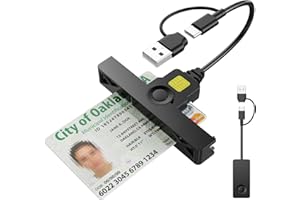 ROCKETEK CAC Reader 2 in 1 Type C Dual Connector, DOD Military USB Common Access CAC Card Reader Type C USB Smart Card Reader Compatible with Windows, Mac OS Mini Fold Plug and Play Black