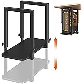 Heavy Duty Under Desk PC Mount, Height Adjustable, Max Load 66 lbs, Black | Fits Maximum PC Case Size: 9.6&rdquo;(Width) x 14.7''(Height), Stable Wood Base(size 22''x9.6'' ), Easy to Assemble, Space Saving