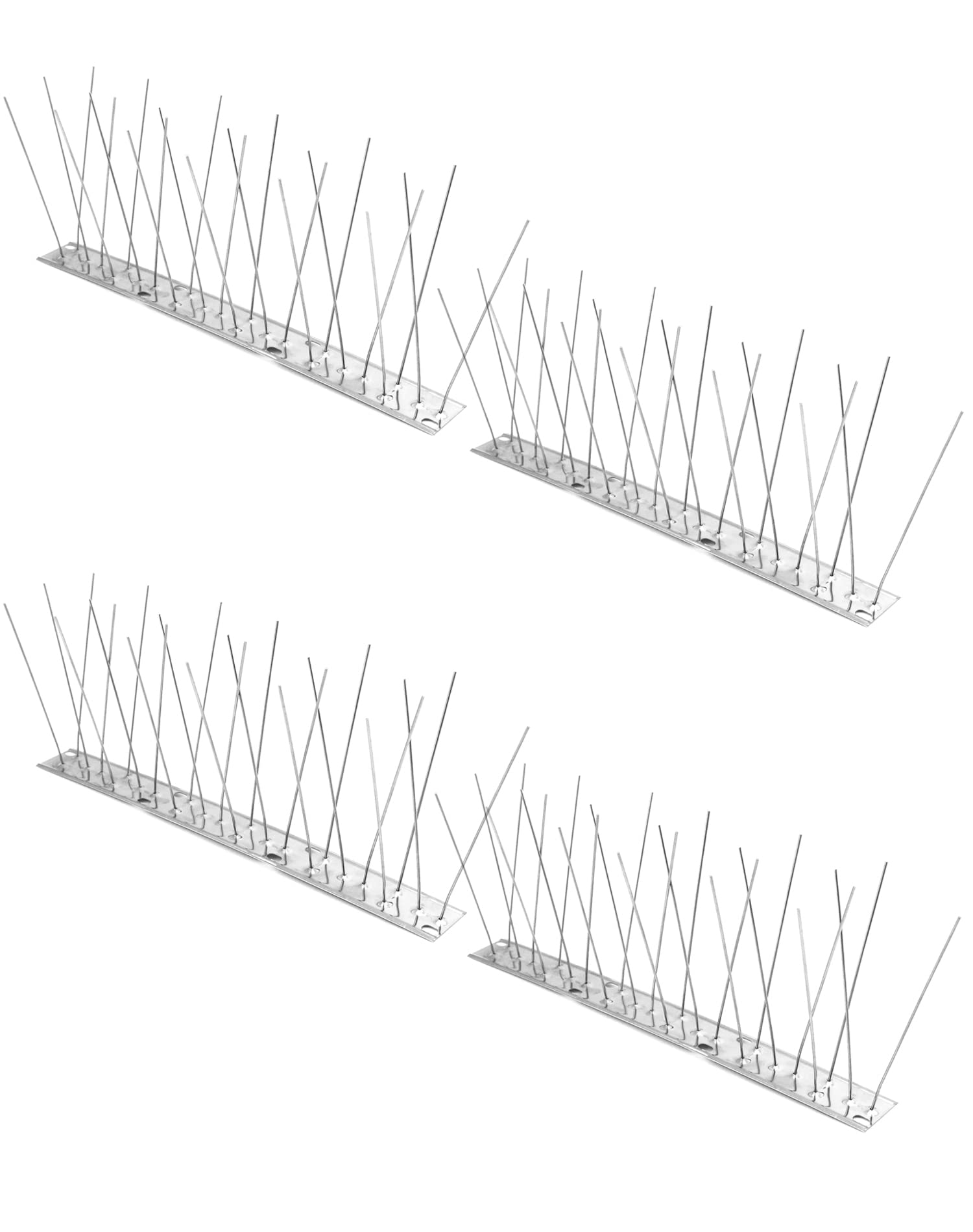 QWORK® 4X Bird Spikes - 25cm /10 Inch Each - Stainless Steel Pigeon Spikes Seagull Deterrent for Expelling Small Birds Cats, Total Length 1m (3.3ft)