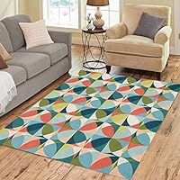 Pinbeam Area Rug Blue Abstract Geometric in Mid Century Modern Colors Home Decor Floor Rug 5