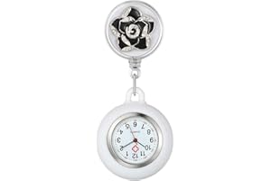 Lancardo Retractable Nurse Watch with Second Hand for Women Clip-on Lapel Hanging Nurses Watch Badge Stethoscope for Nurses Fob Pocket Watch with Silicone Cover