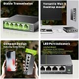 TP-Link TL-SG105S 5 Port Gigabit Switch 1 to 4 Splitter Desktop Wall-Mount view 3
