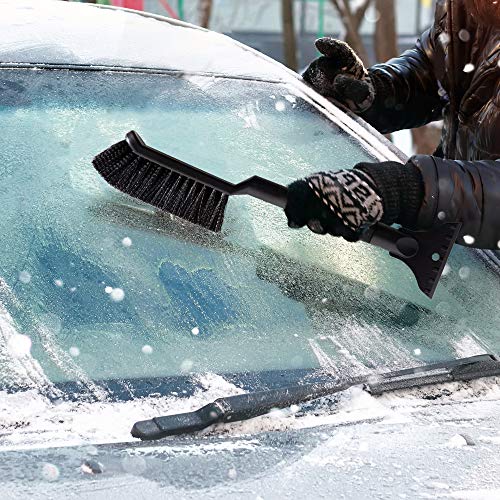 OxGord 2-in-1 Ice Scraper & Snow Brush - No Scratch w/Soft Bristle Best for Frost Remover & Broom Removal Tool - Auto Windshield Window Cleaning Kit - Heavy Duty Winter Car Accessories w/Grip Handle