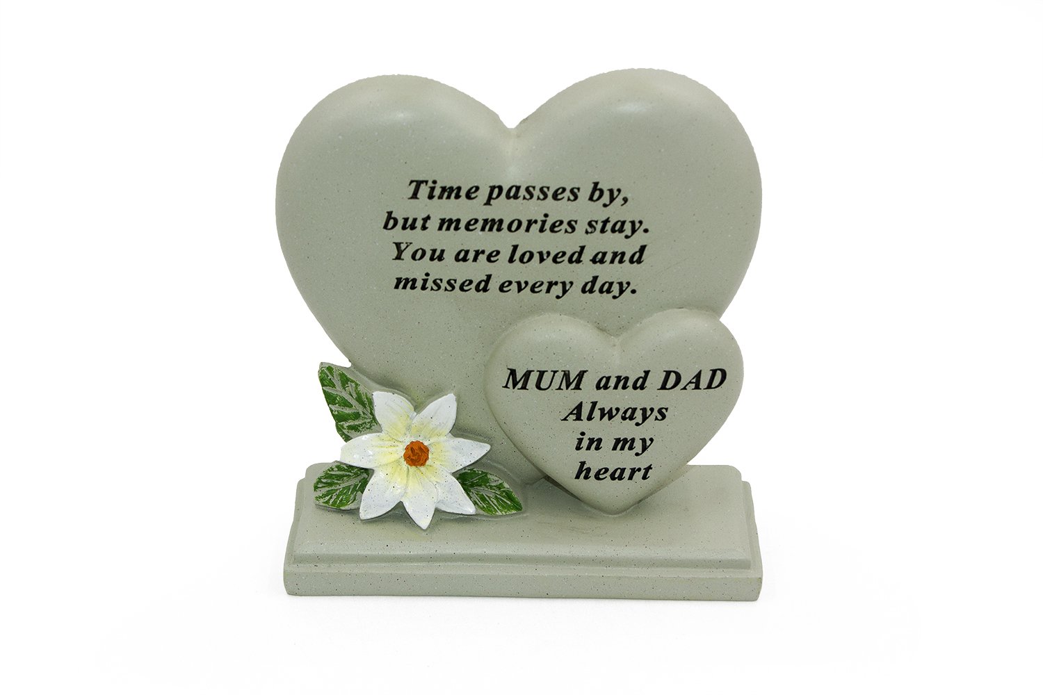 Mum & Dad Sentiment Heart Graveside Remembrance Plaque Ornament