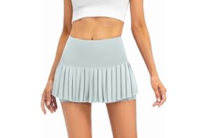 Raroauf Womens Pleated Tennis Skirts with Shorts High Waisted Mini Skirt Golf Skort Athletic Skirts Workout Pickball