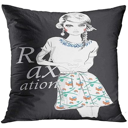 Amazon Com Throw Pillow Cover Pink Face Teenage Girl For Apparel